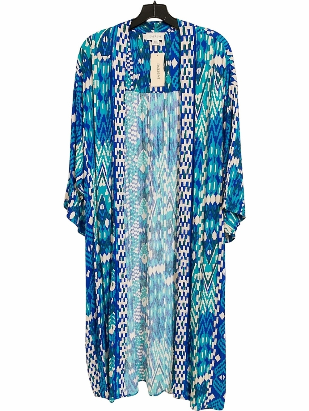 Evereve Sienna Kimono Duster Blue Multicolor Boho Open Front  Cover Up